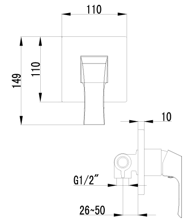 LM4523C Смеситель Unit для душа, встраиваемый LEMARK UNIT - Вид №1
