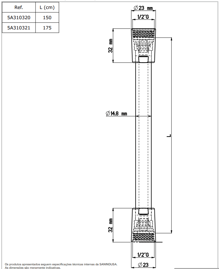 Шланг для душа Sanindusa Duo 5A31032106 175 см, черный - Вид №1