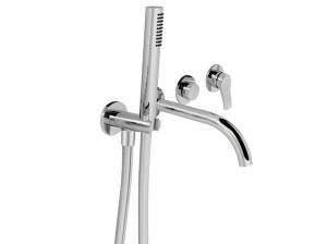 Настенный набор для ванны с 4 отверстиями и ручным душем