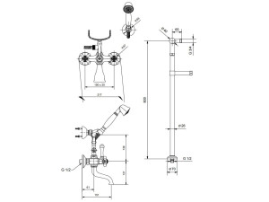 Напольный смеситель для ванны с ручным душем