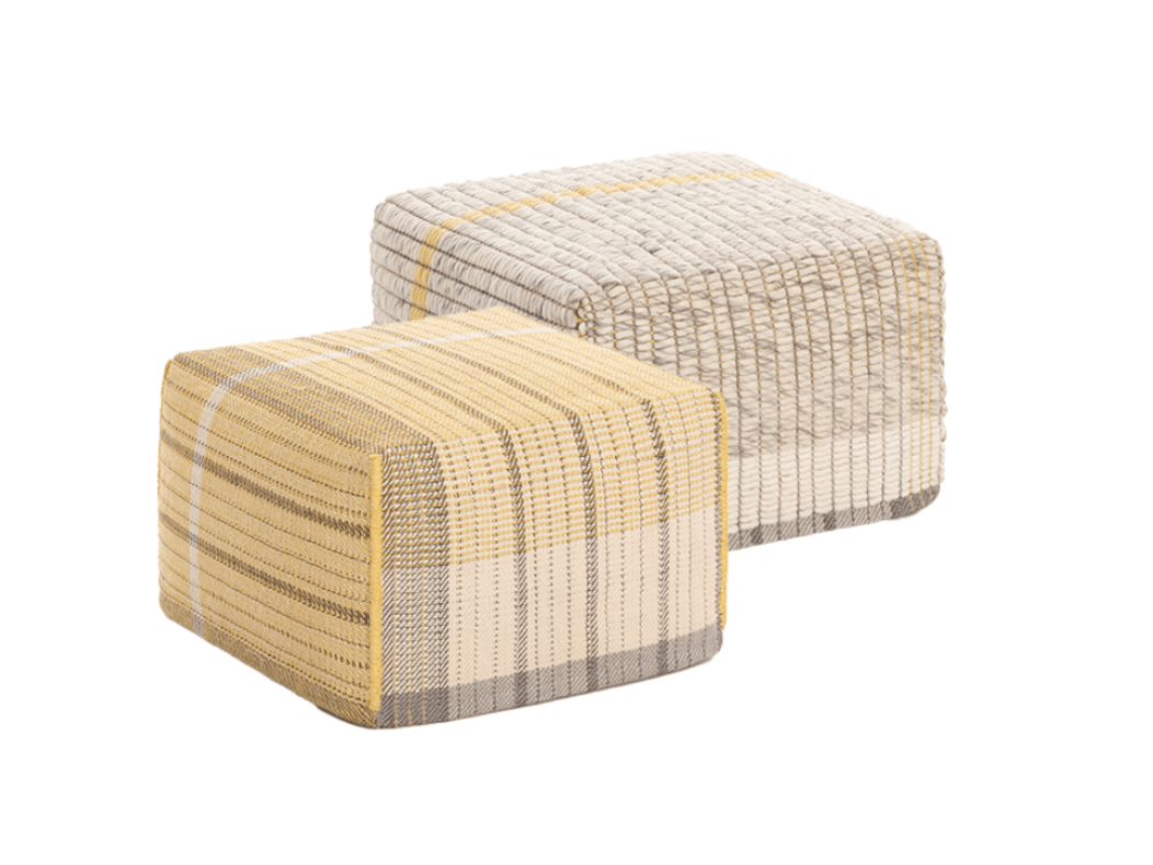 Квадратный пуф из шерсти, льна и хлопка GAN Reversible ARCH-00062090