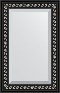 BY 1135 Зеркало с фацетом в багетной раме - черный ардеко 81 mm EVOFORM Exclusive