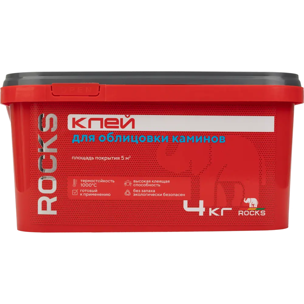 Клей для облицовки печей и каминов Rocks огнеупорность 1000°С 4 кг Нет STLM-2135188