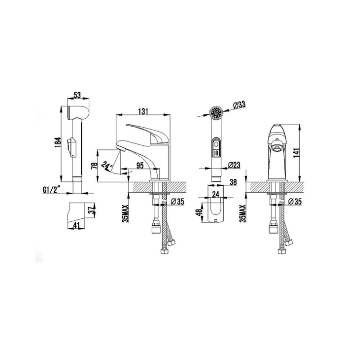 DAVSB00M08 Milardo Davis Смеситель для умывальника с гигиеническим душем Davis Россия  - Вид №4