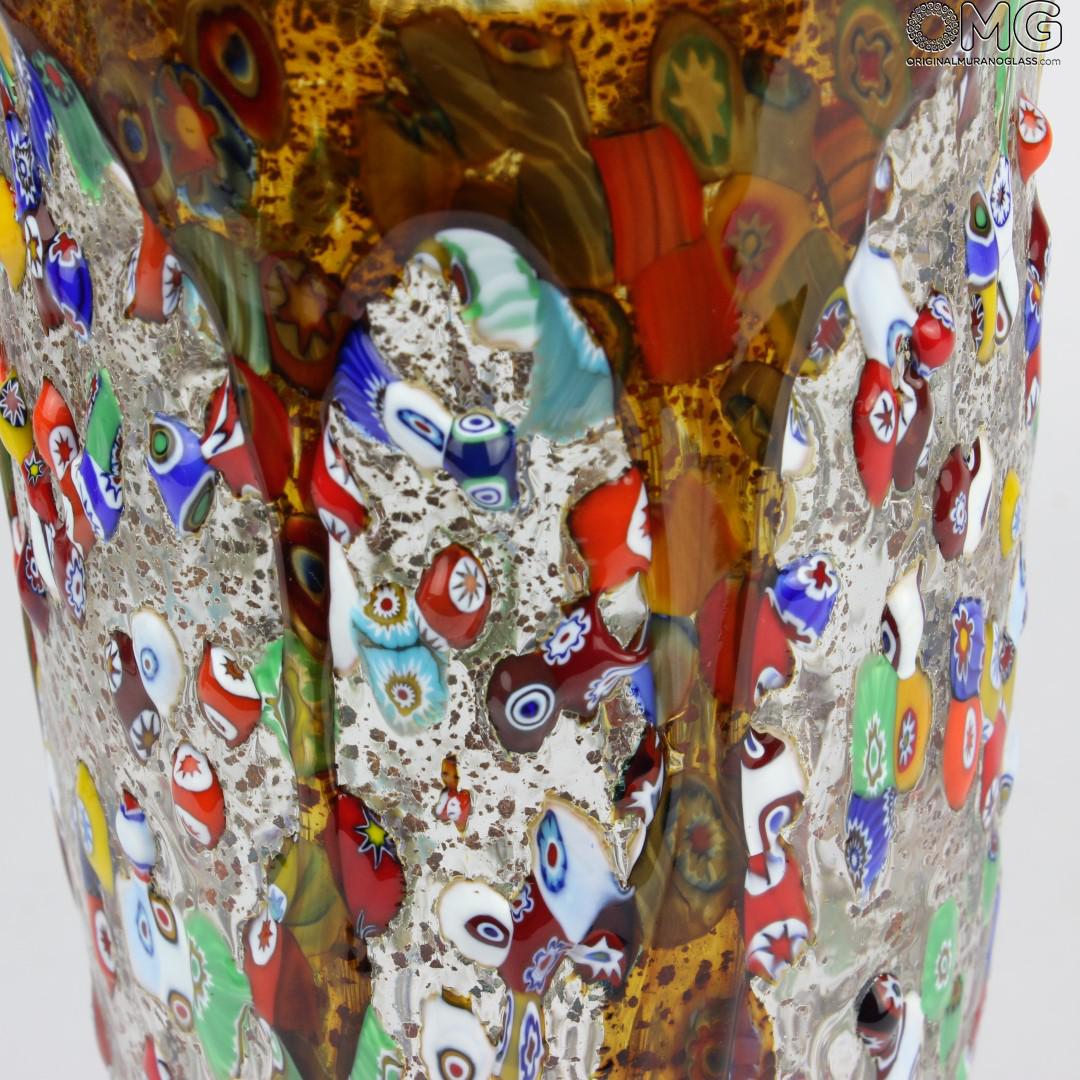 2169 ORIGINALMURANOGLASS Декоративная чаша янтарного цвета с мурринами - муранское стекло 26 см  - Вид №1