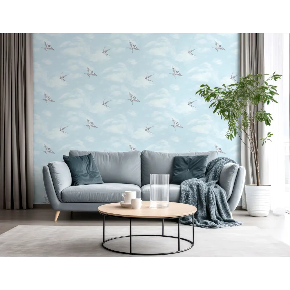 Wallsecret Liberty - серо-голубые флизелиновые обои с рисунком животных 89397863 STLM-1570974 - Вид №4