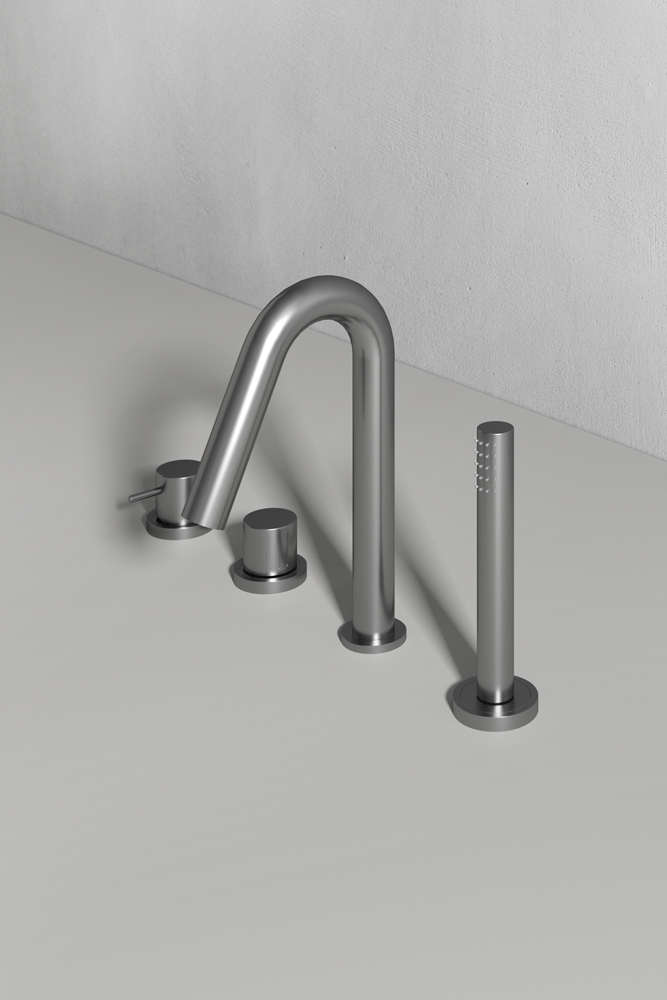 Rexa Design Смеситель для ванны на 4 отверстия с переключателем на 2 стороны и изливом REXA-ST206 