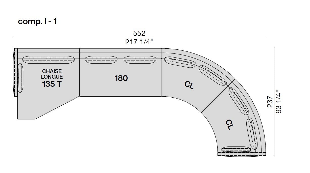 Изогнутый диван из ткани Porada Soul ARCH-00118323 - Вид №4