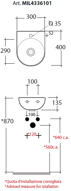 Mil4336101 Подвесная раковина настенная овальная Olympia Ceramica Milady белая - Вид №2