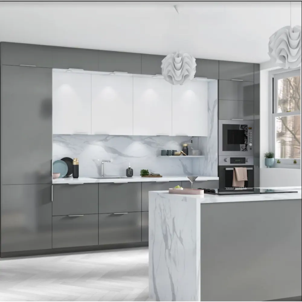 Фальшпанель DELINIA ID Аша грей 58x214.4 см - глянцевая отделка для кухни 85036549 STLM-0057842 - Вид №6