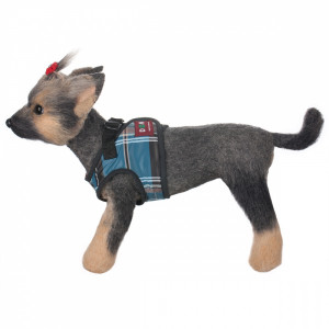 ПР0044654 Шлейка-жилет для собак Клетка синяя-3 17см Dogmoda