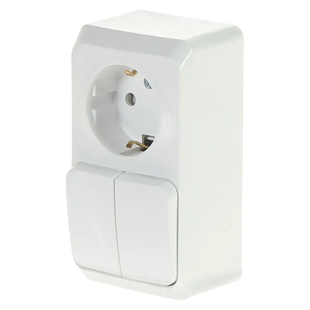 Розетка с выключателем 2 клавиши цвет белый 81950770 STLM-2179244 Schneider Electric Этюд