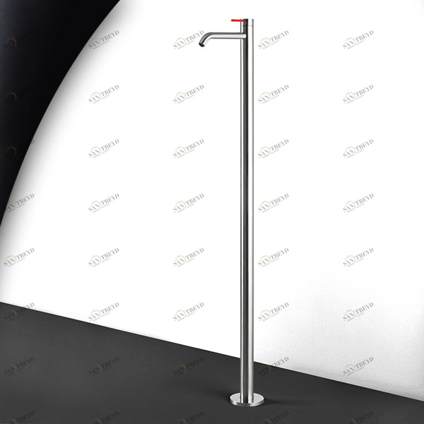 Смеситель для раковины сталь матовая с красной ручкой Toki Radomonte TKI7SCIL15