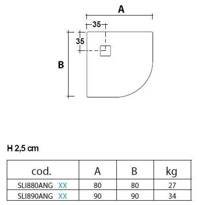 Olympia Ceramica Очень плоский угловой душевой поддон из мраморной смолы Easy slim Sli880ang / sli890ang - Вид №1