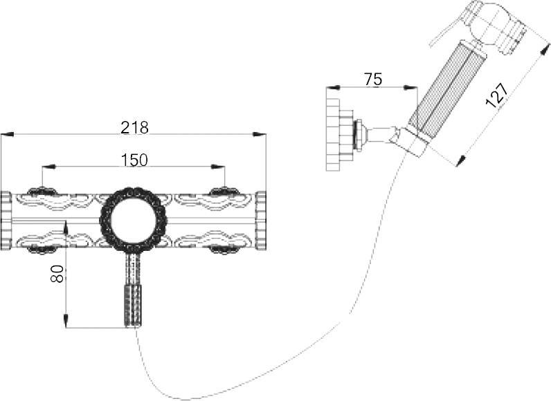 Гигиенический душ ZorG Antic A 123 BD-BR со смесителем, бронза - Вид №1