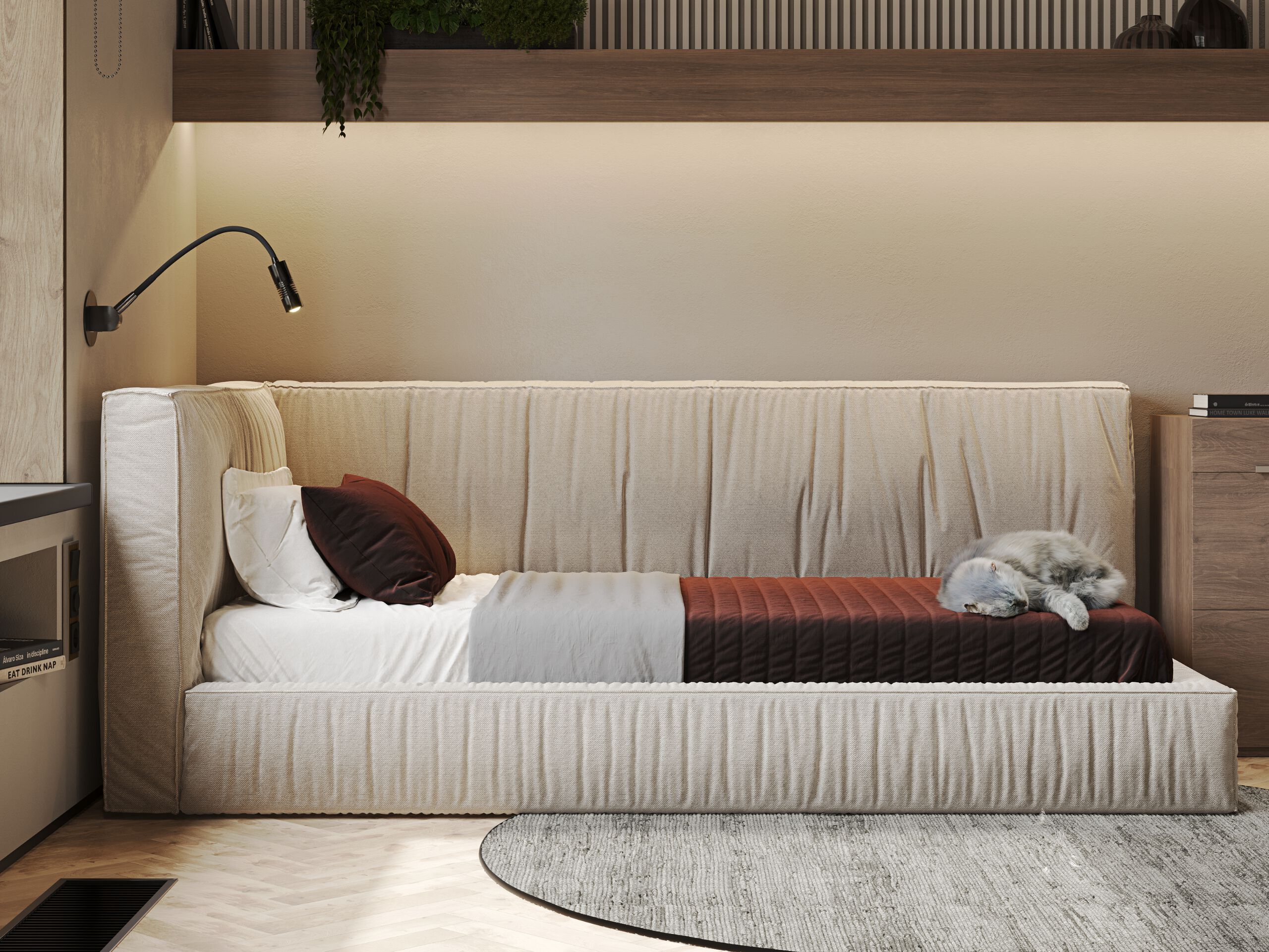 Односпальная кровать с мягким изголовьем Woodsoft PULA ARCH-00137658 - Вид №3