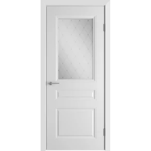 Комплект двери Стелла со стеклом 80x200 см эмаль белый с добором 200 мм
