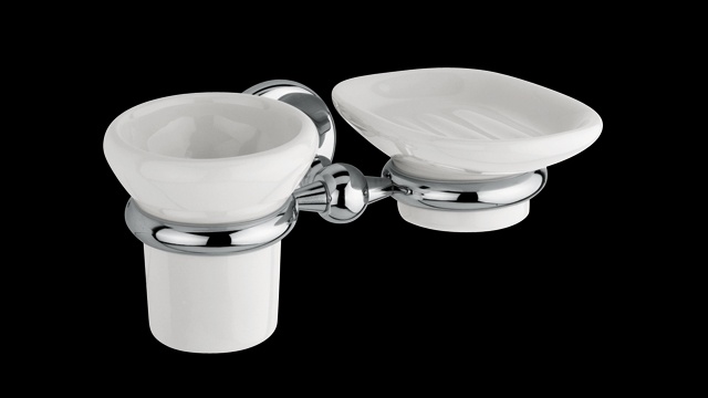 SH144 Мыльница и стакан керамические с держателем, подвесной комплект bagno&associati SHIRE Bagno & Associati