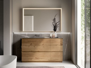 Подвесной шкаф для умывальника из дуба с ящиками