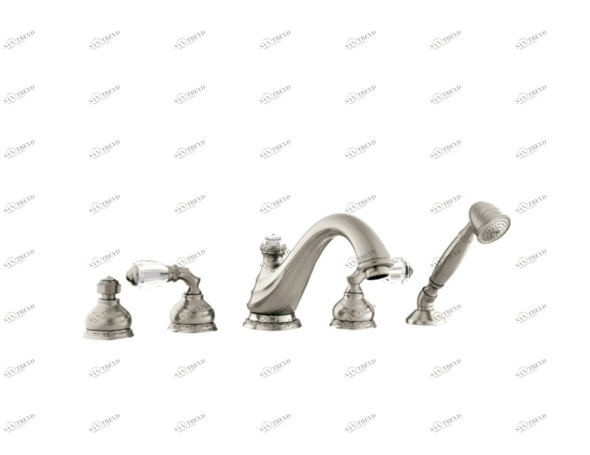 041616.A00.00 Набор для ванны с пятью отверстиями и кристаллами сваровски Золото 24К Mestre Austral