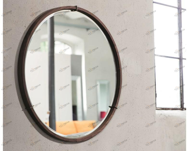 Porada Круглое зеркало в оправе из орехового дерева Iron sun-id-1451568