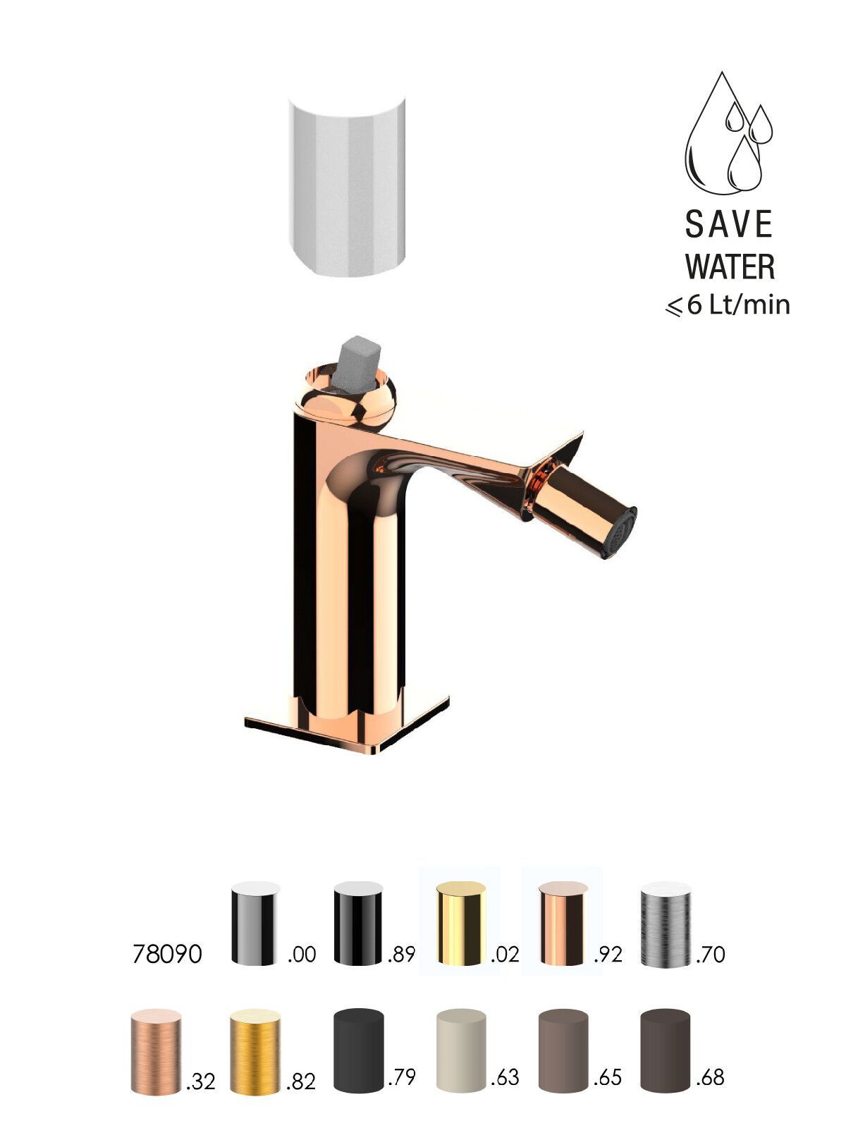 Однорычажный смеситель для биде с ограничителем расхода Rubinetterie Frattini Narciso S ARCH-00114022 - Вид №7