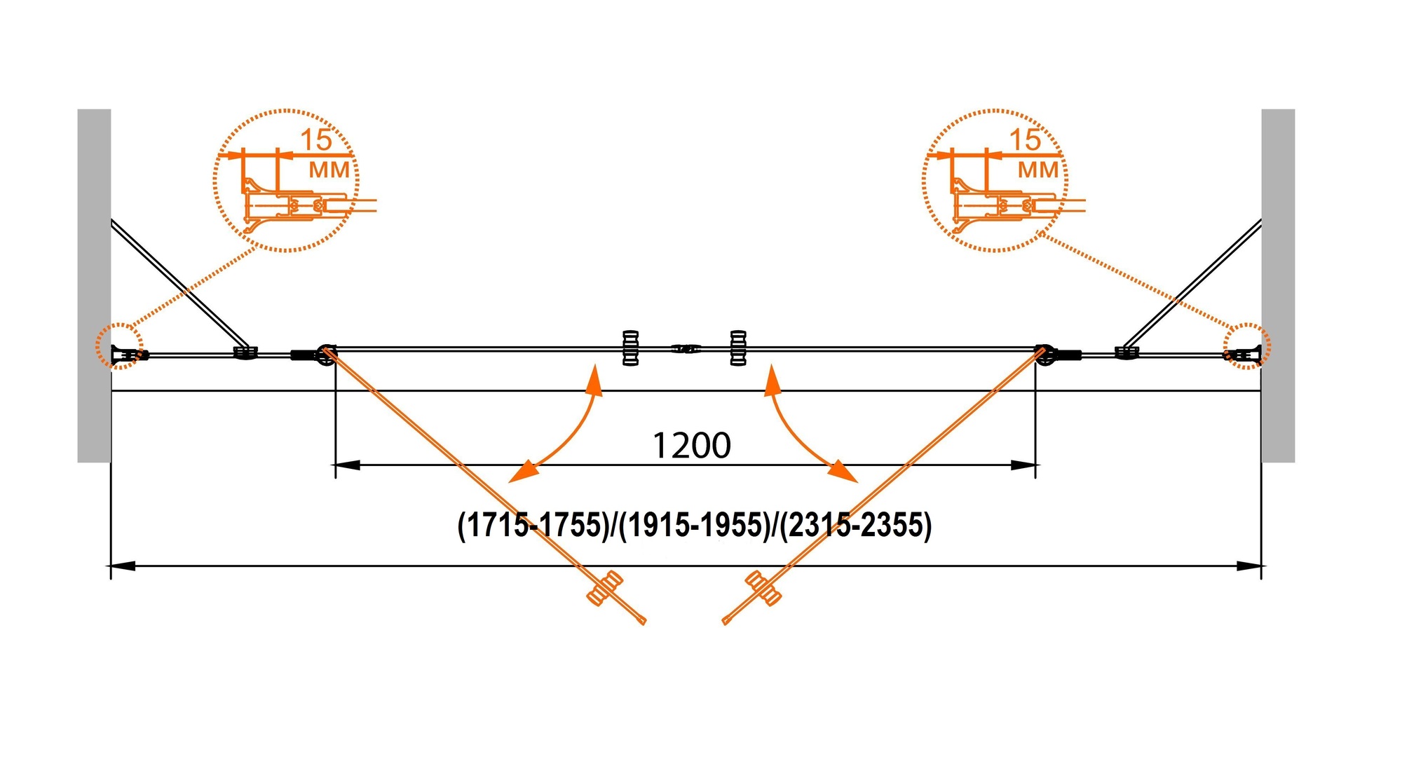 Душевая дверь в нишу CEZARES ROYAL PALACE-A-B-22-200-CP-Br - Вид №1