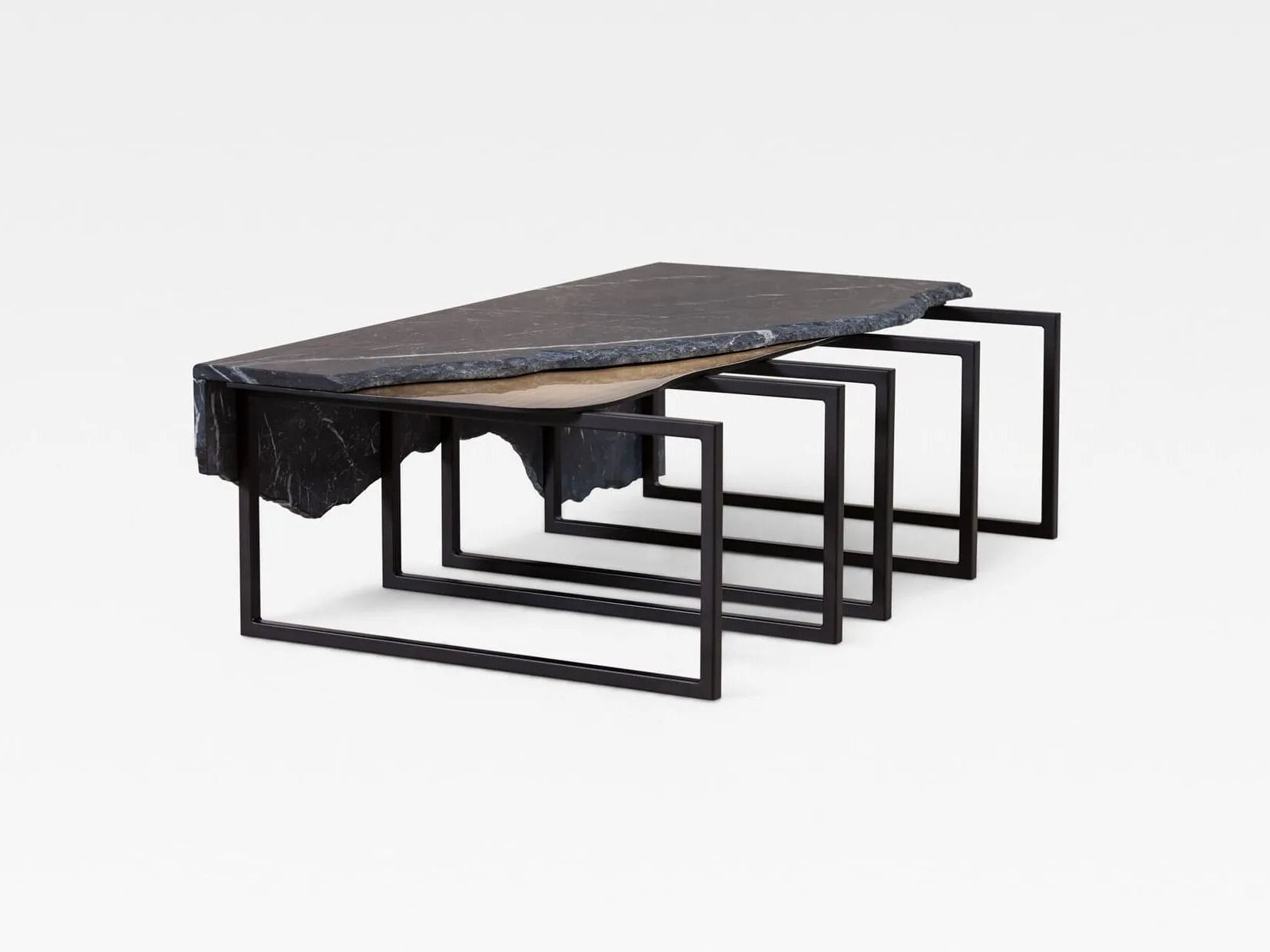 Журнальный столик из черного мрамора Marquina и латуни Greenapple AIRE ARCH-00077236