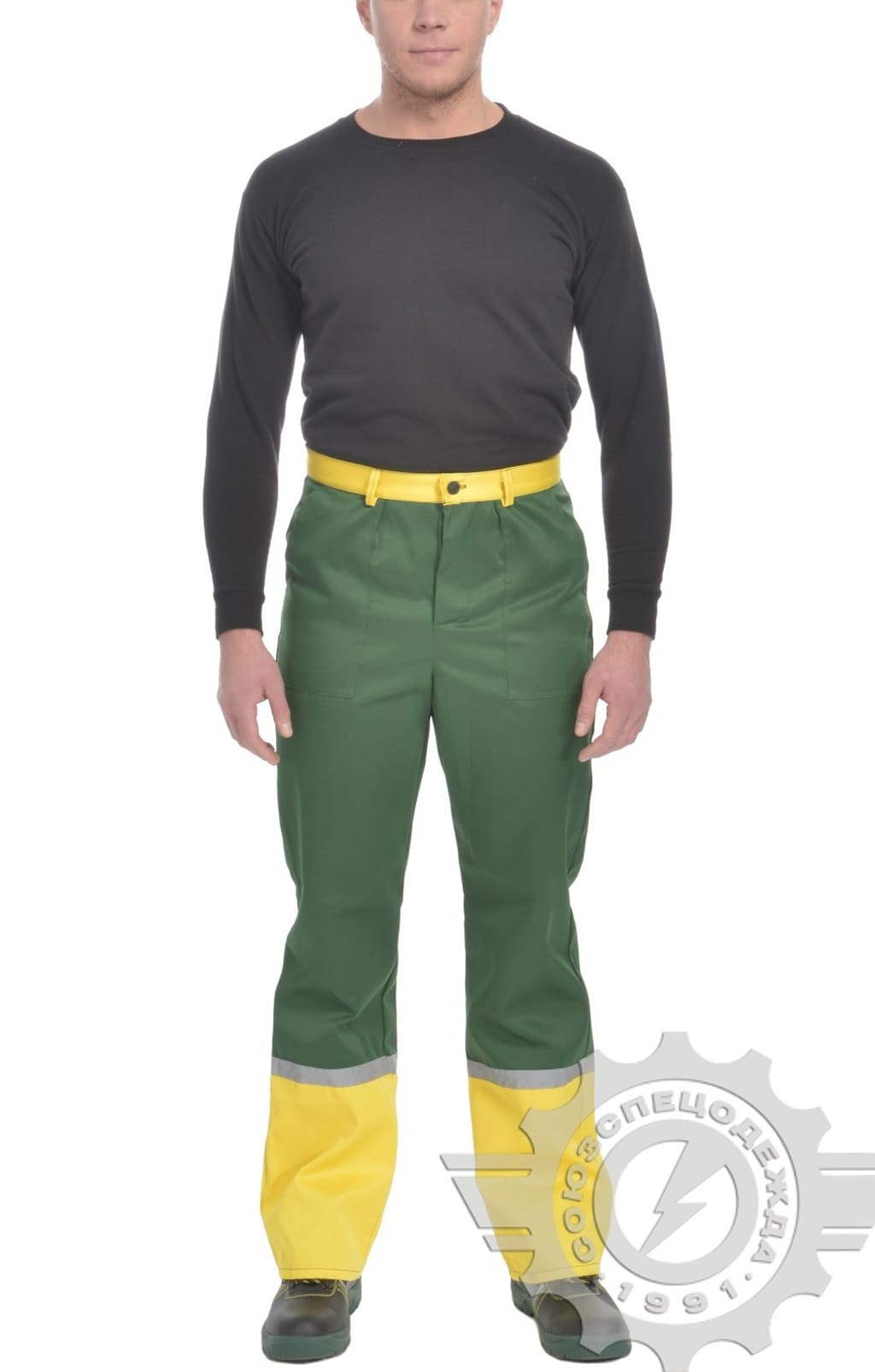 69966 Костюм "Ударник" темно-зеленый-желтый с СВП  Летняя спецодежда  размер 60-62/170-176  - Вид №2
