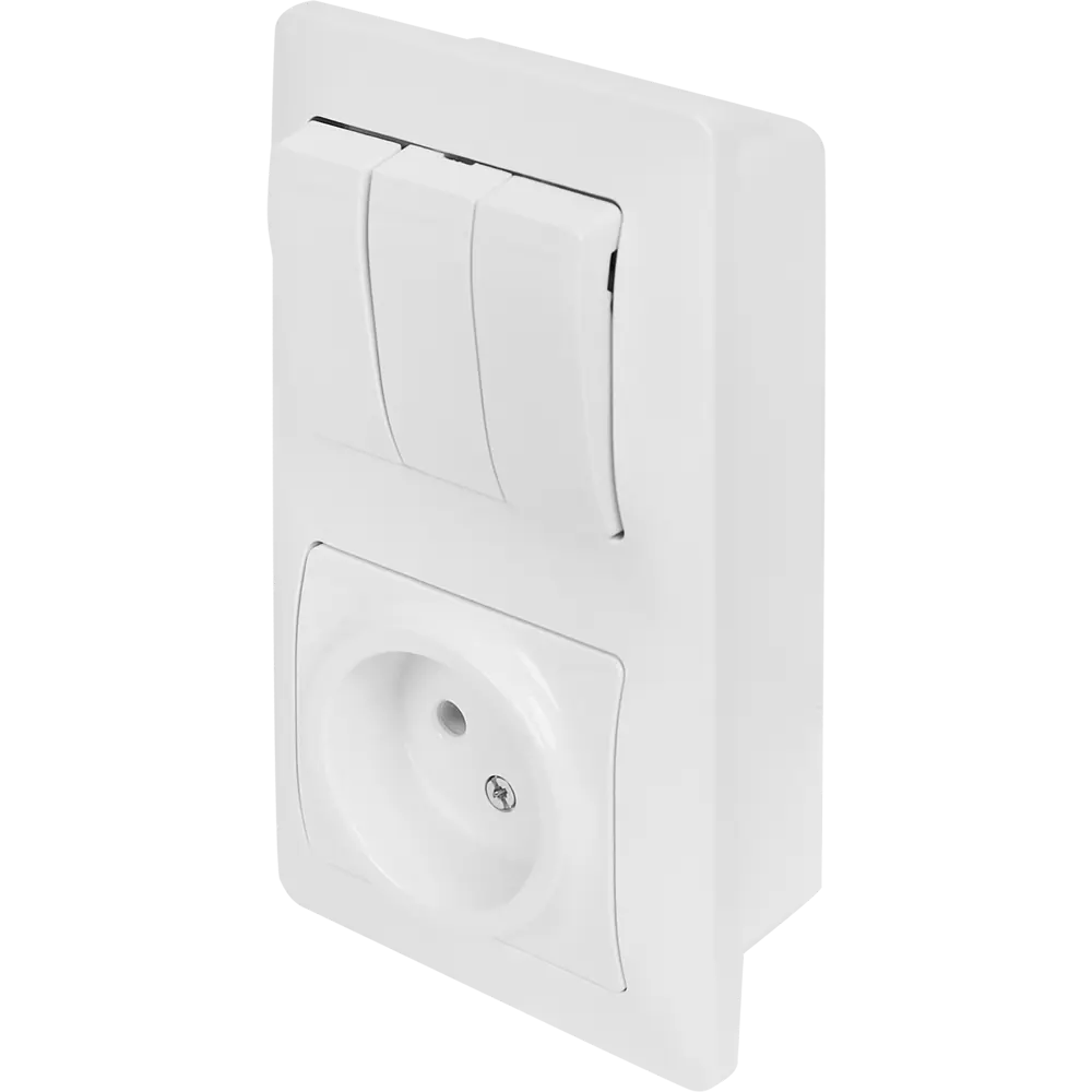 Schneider Electric Glossa — комбинированная розетка с трехклавишным выключателем 86710710 STLM-0070899 - Вид №1