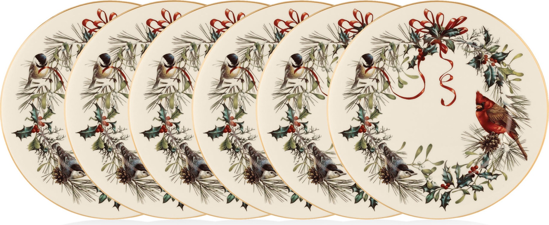 10669432 Lenox Набор тарелок обеденных Lenox "Кардинал" 27см, 6 шт Фарфор, Керамика 