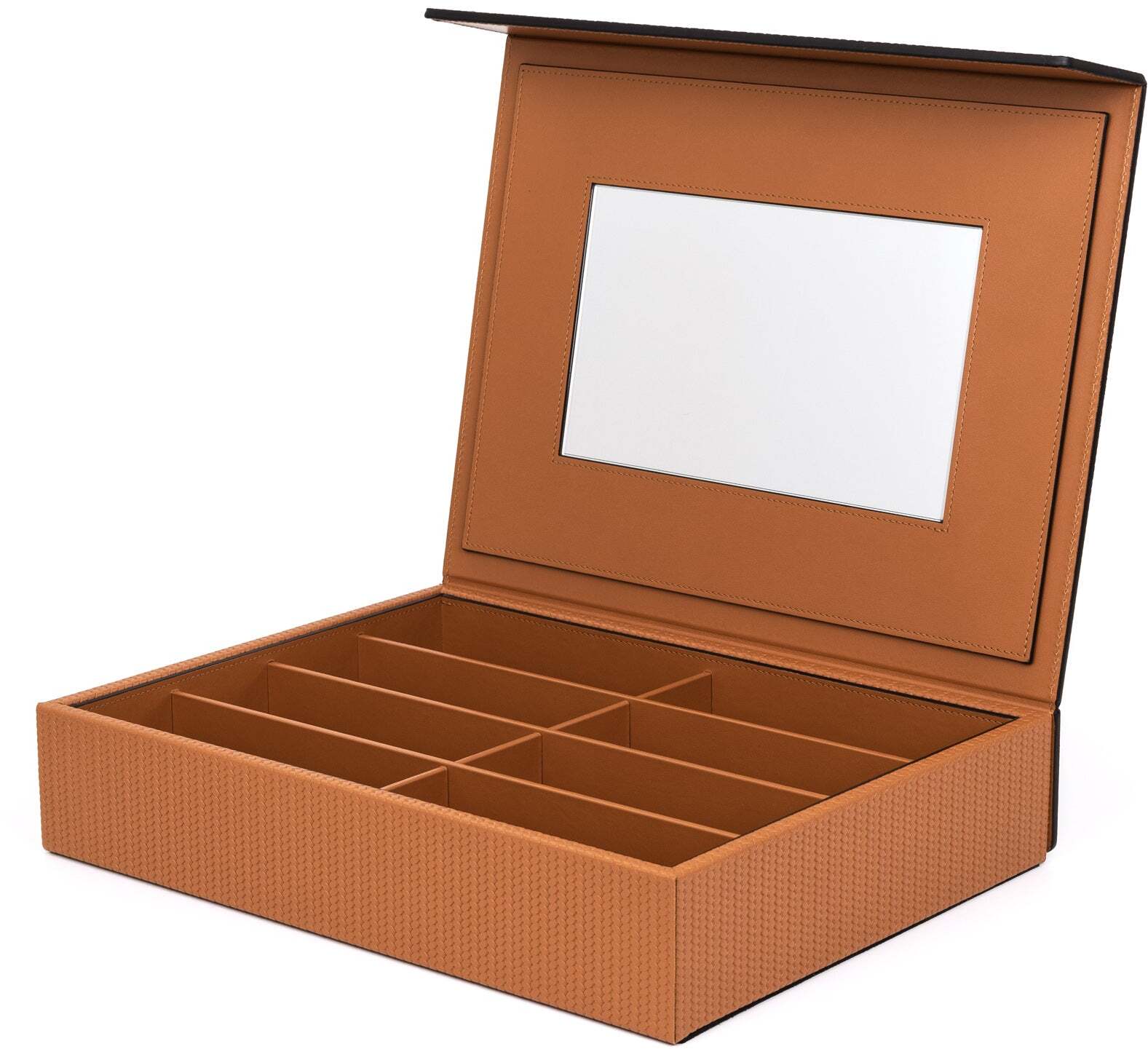 Коробка для очков с зеркалом - 36,8X27,5XH7,5 см / зернистая кожа_серо-коричневый
