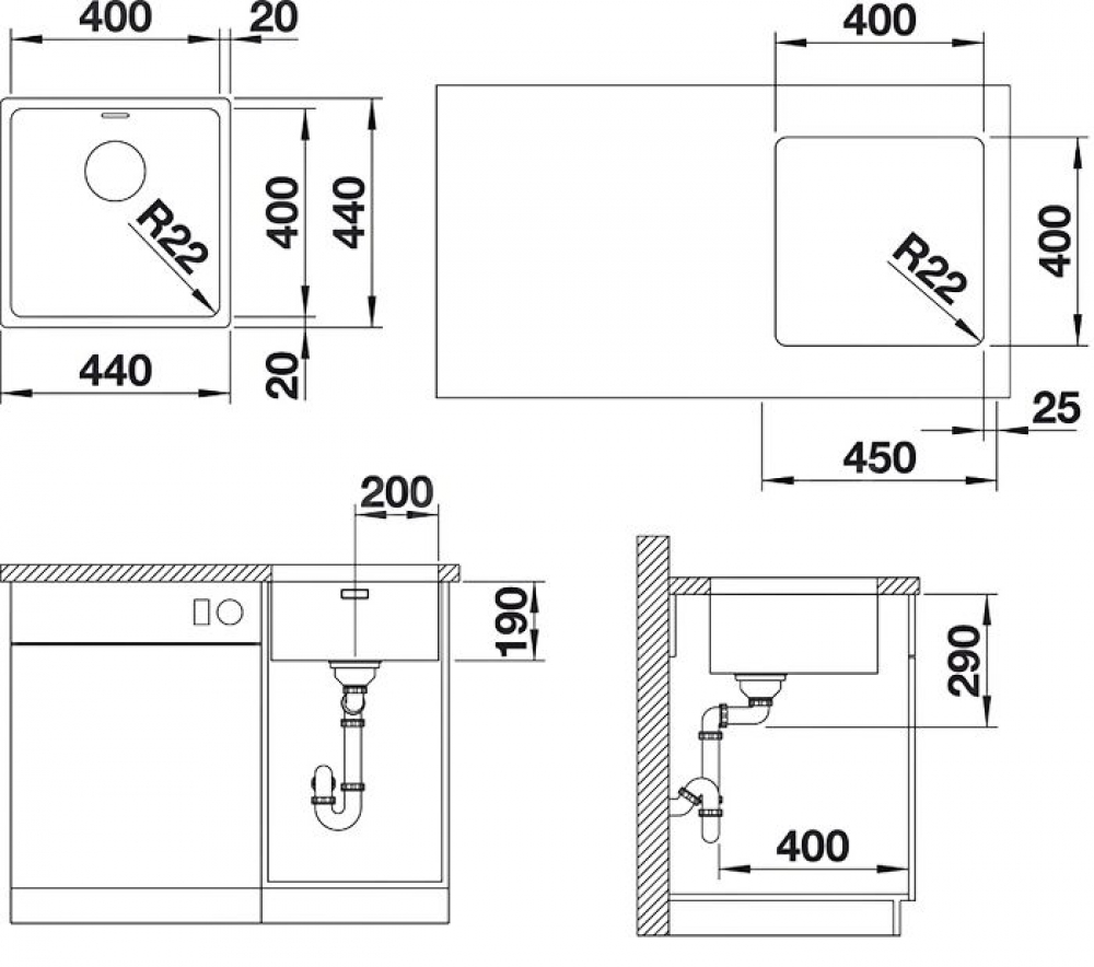522959 Кухонная мойка Blanco Andano 400-U  Blanco Andano - Вид №6