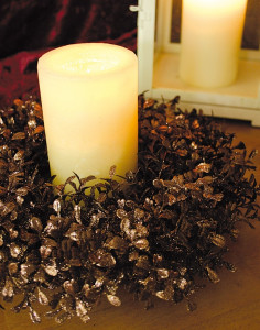 1655 666 a3 Искусственный венок из самшита с глиттером, синтетический материал, Ø 30 см, коричневый H-andreas