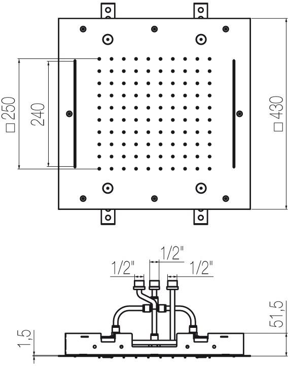 Radomonte Встроенная лейка для струйного душа с хромотерапией  Pia4  - Вид №3