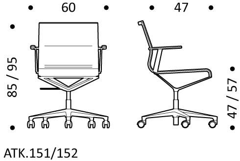 ICF Поворотный офисный стул из ткани с 5 спицами и подлокотниками Stick chair sun-id-1349929 - Вид №6