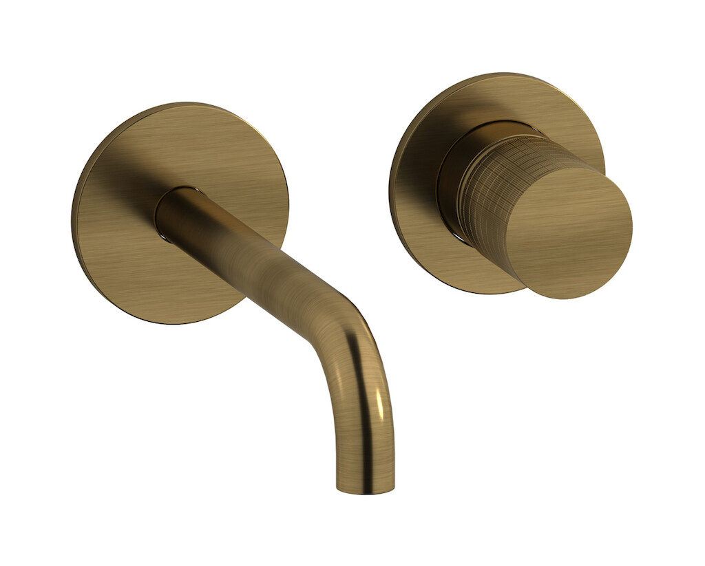 Встроенный в стену смеситель для раковины на 2 отверстия в комплекте с донным клапаном WE ARE IB ga406mb Modern Bronze Gatsby