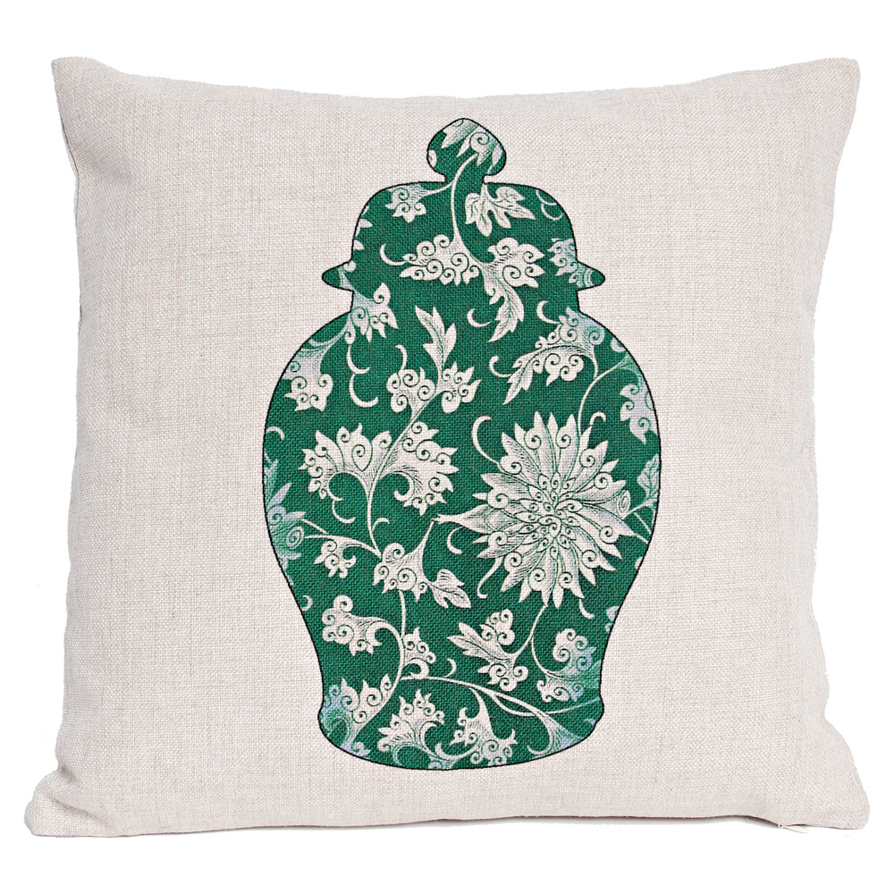2719167 Декоративная подушка «Китайская ваза», версия 4, антик грин Object Desire 
