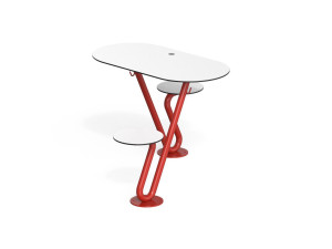 Круглый стальной стол для общественных мест со встроенными скамейками