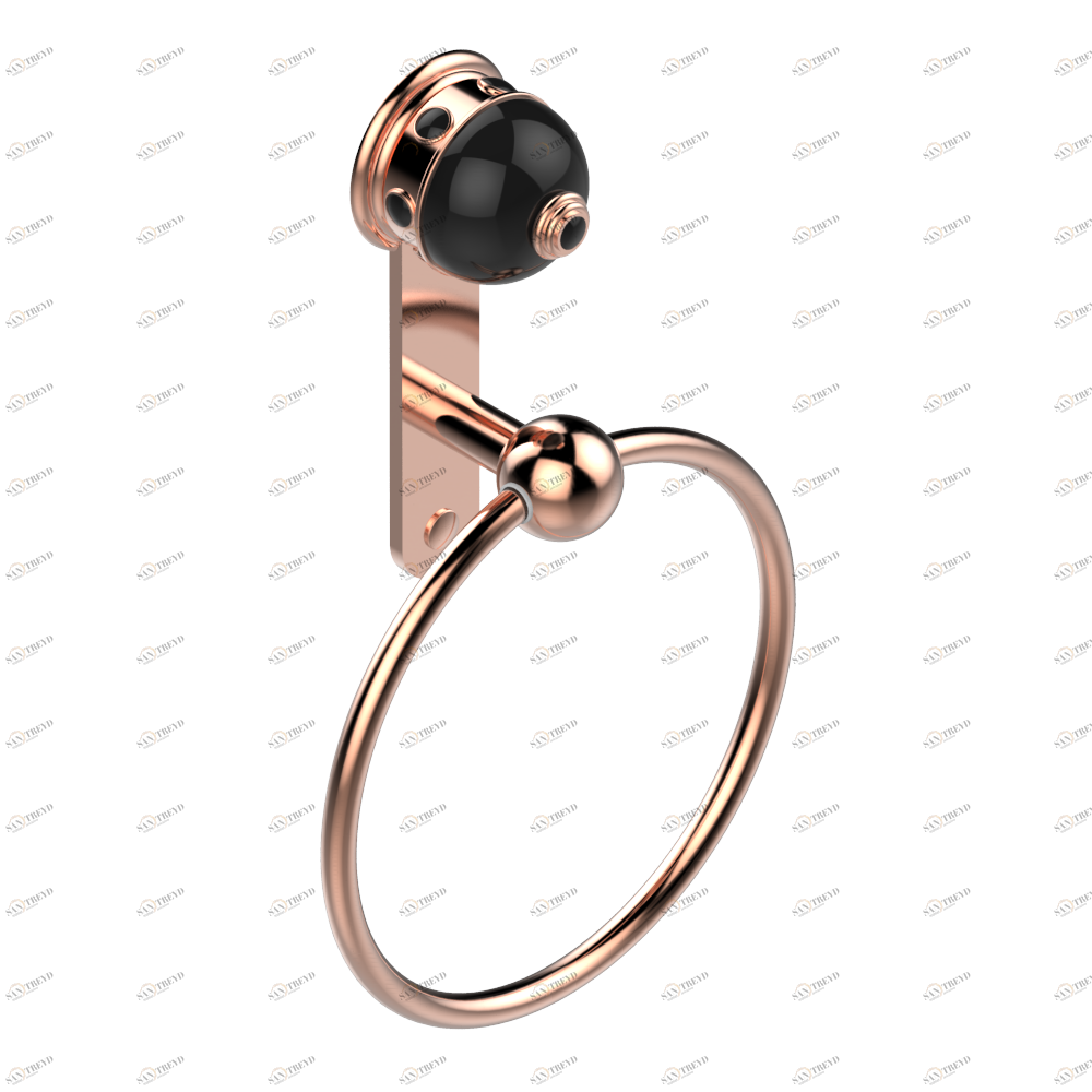 U1T-504N Полотенцедержатель-кольцо-Ø 180 мм одинарное Thg-paris Sully с чёрным ониксом Розовое золото U1T-504N CAT.F