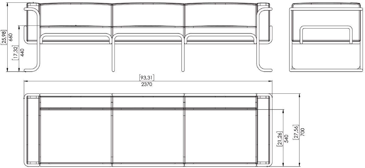 Prieto Studio Кожаный диван с алюминиевой конструкцией Lotus Lot003 - Вид №7