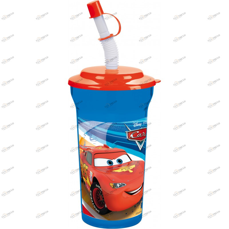 Стакан с крышкой и соломинкой №1 "Тачки", 350 мл STOR ТАЧКИ 335997 Синий Santreyd 