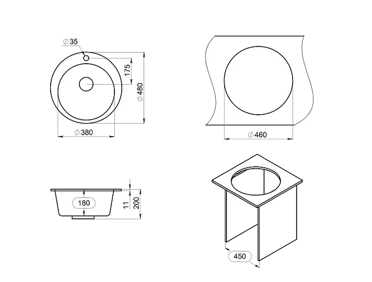 4801, АРКТИК (БЕЛЫЙ), кухонная мойка, кварц GRANULA 4801-ST65 - Вид №3