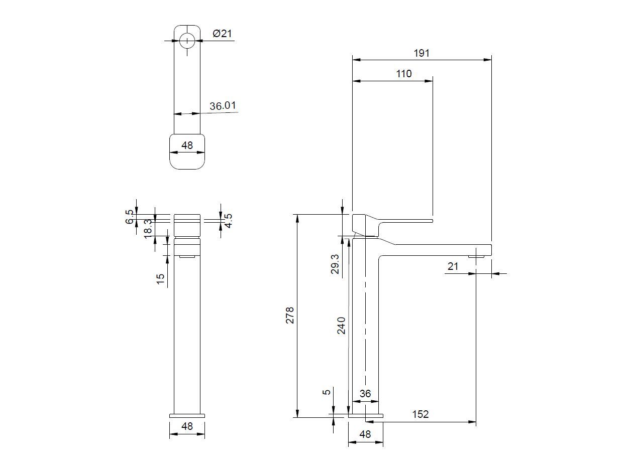 Смеситель для раковины с высоким верхом OMNIRES Slide ARCH-00090634 - Вид №1
