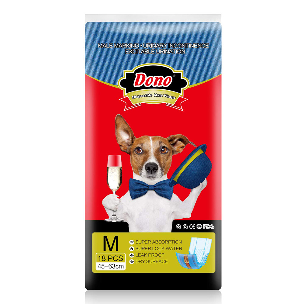 ПР0055642 Пояса для кобелей Jeans Male Pet Diaper одноразовые впитывающие размер M, 18шт Dono 