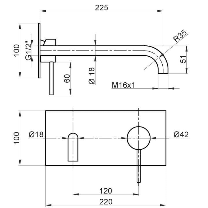 Настенный смеситель для раковины с 2 отверстиями Ercos Stilox ARCH-00125009 - Вид №2