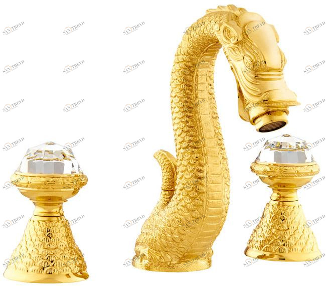 Bronces Mestre Смеситель для мойки на 3 отверстия с кристаллами swarovski® Dragon sun-id-1426095