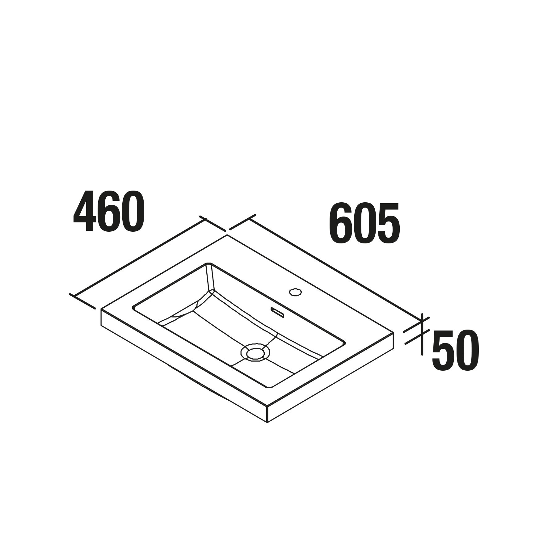 20748 SALGAR Раковина TOSCANA 605 WHITE MINERAL LOAD 605 x 50 x 460 мм - Вид №1