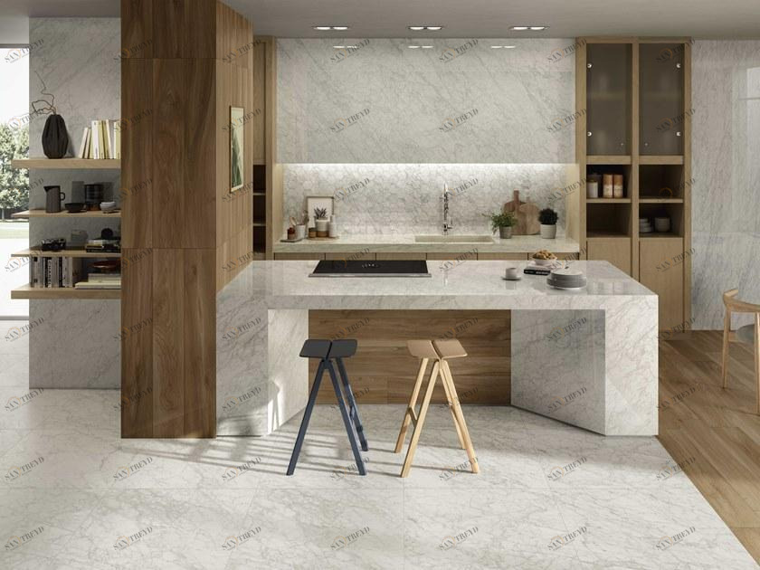 Ceramiche Caesar Настенная / напольная плитка из керамогранита с эффектом мрамора Anima ever sun-id-1348259