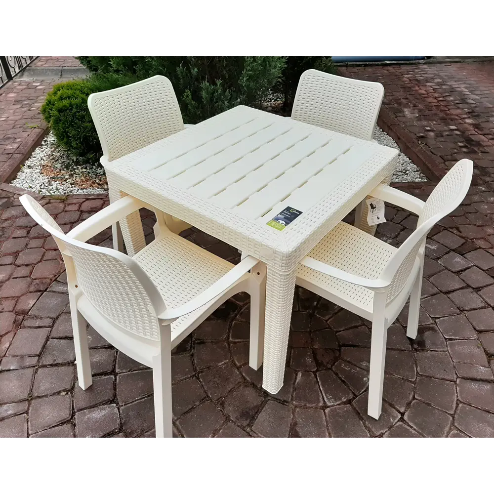 Стол Ingreen Rattan 78.9х78.9х70 см пластик бежевый 84347946 STLM-2024049 - Вид №4